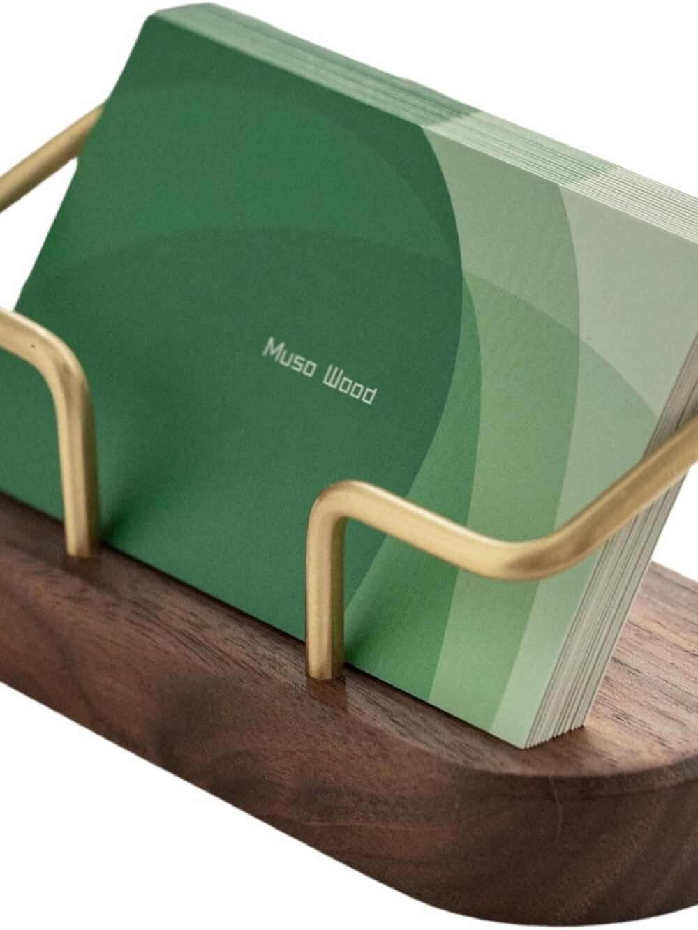 Walnut Business Card Holder for Desk, 1 Pack